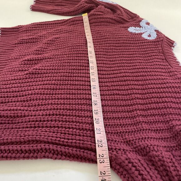 Listicle Chunky‎ Knit Sweater Size Small Oversized Baggy Boho Flowers - Picture 8 of 9